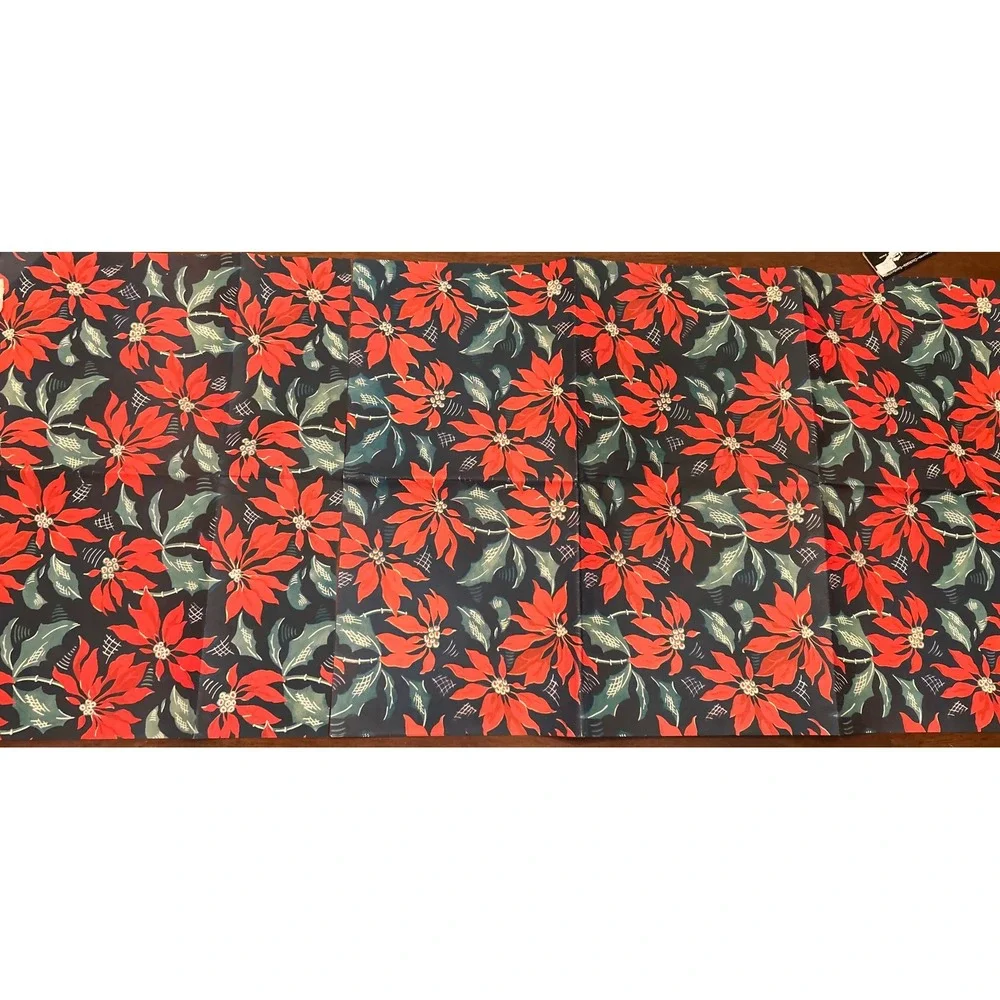 Vintage Christmas Poinsettia Gift Wrap Wrapping Papper UNUSED‎